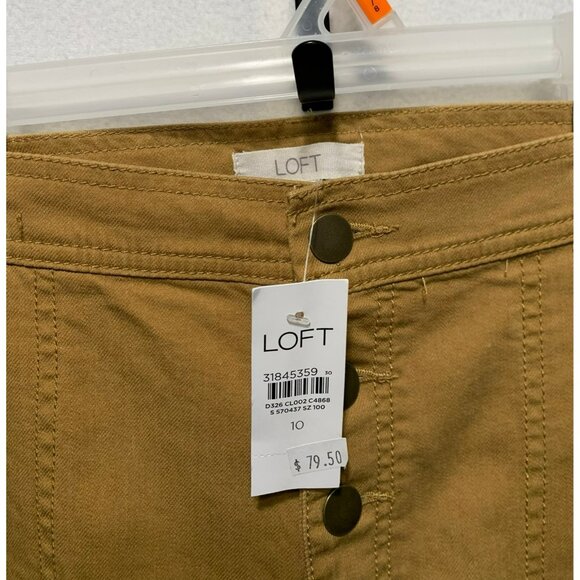 NEW LOFT Button Front High Rise Skinny Ankle Pants Tan Size 10 Women MSRP $79.50 - Picture 1 of 8